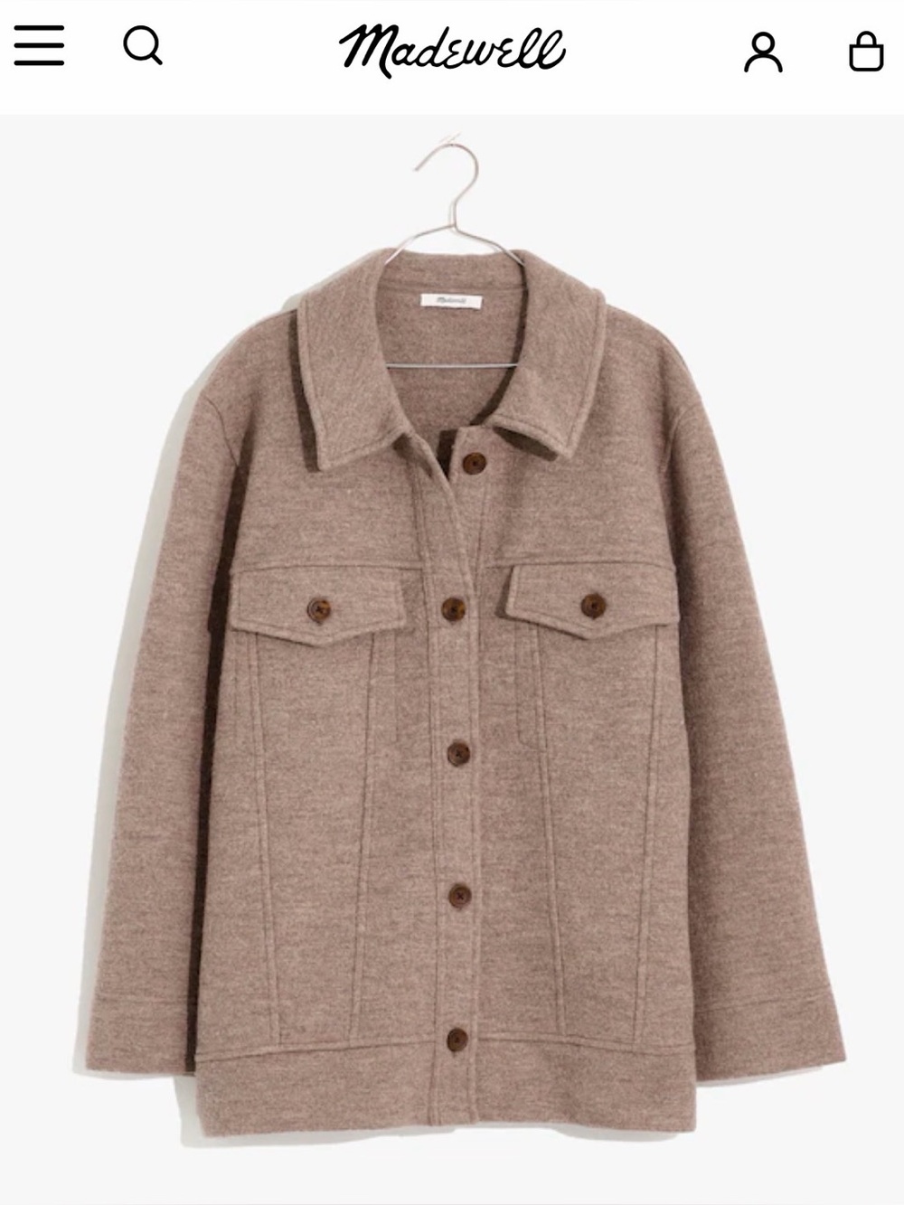 Madewell Boiled Wool Bridgman Sweater-Jacket - Size Small
